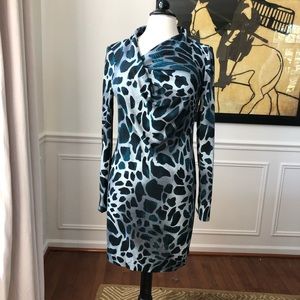 W118 Walter Baker Animal Print Dress Teal Gray